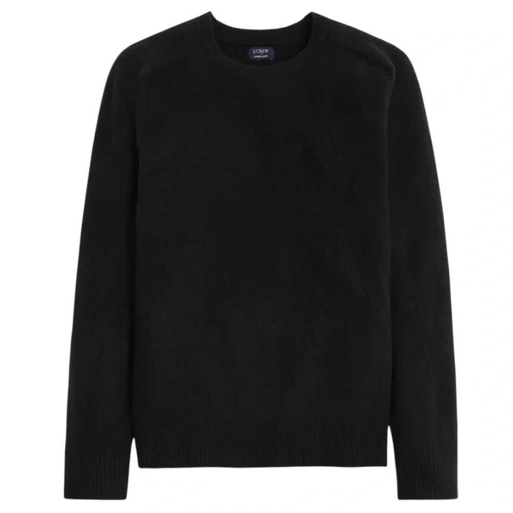 J. Crew Factory Men’s Black Extra-Soft Crewneck Sweater Large Knit Pullover